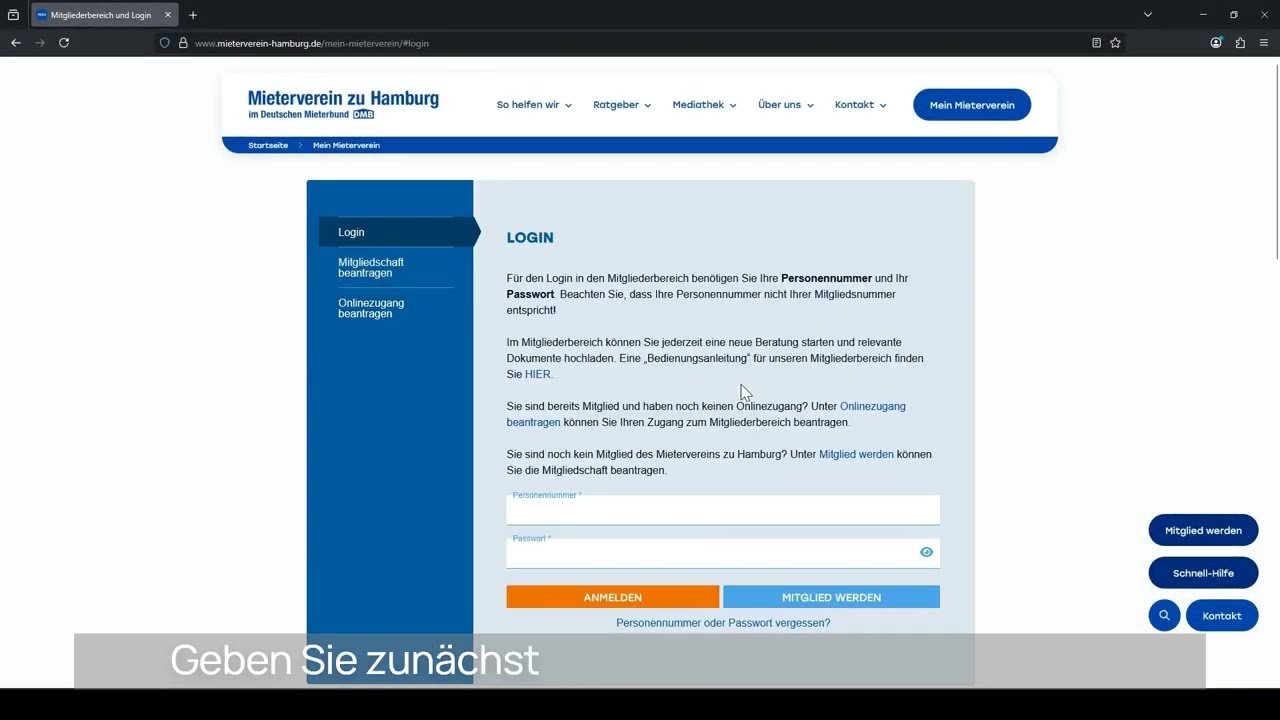 MV Tutorial1 Onlinezugang